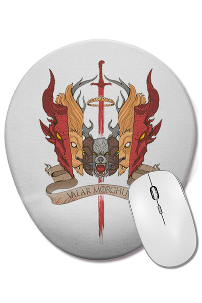 BASKI DÜNYASI Mouse Pad oval Valar Morghulis cu suport pentru încheietura mâinii