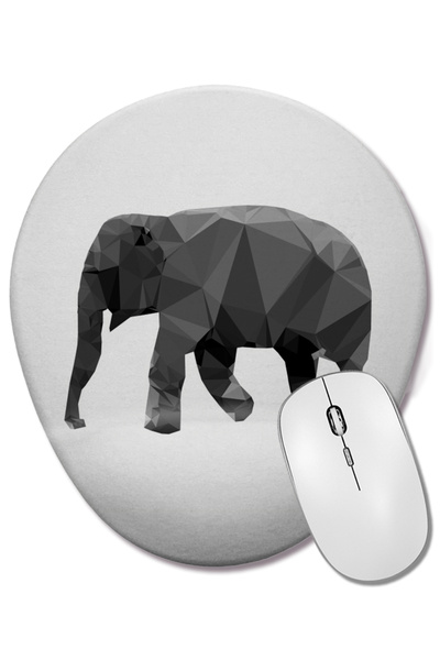 BASKI DÜNYASI Геометрична женска слонова подложка за мишка с овална форма и о...