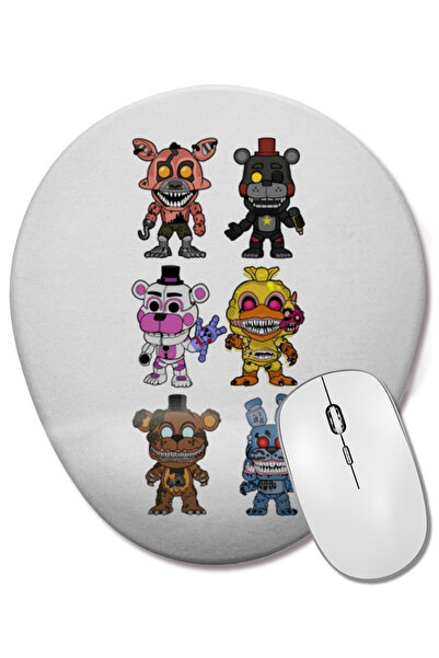 BASKI DÜNYASI Mouse Pad oval pentru petrecerea de aniversare Fnaf cu suport pentru încheietura mâinii
