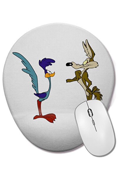 BASKI DÜNYASI Овална подложка за мишка Road Runner и Coyote с опора за китката