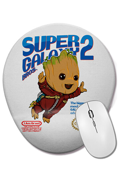 BASKI DÜNYASI Mouse Pad oval Baby Groot Super Galaxy Bros cu suport pentru în...