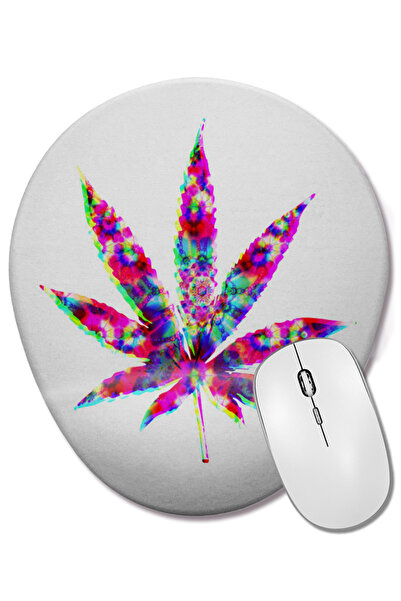 BASKI DÜNYASI Cannabis Marijuana 02 Mouse Pad oval cu suport pentru încheietu...