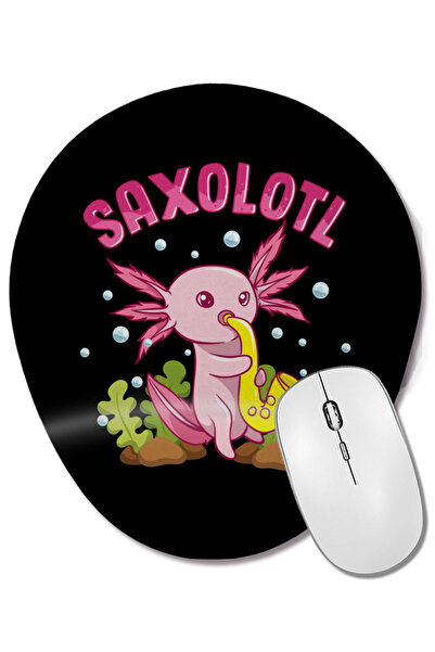 BASKI DÜNYASI Saxolotl Adorabil care cântă la saxofon Axolotl Animal Pun Mouse Pad oval cu suport pentru încheietura mâinii
