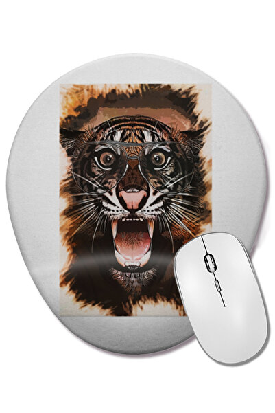 BASKI DÜNYASI Mouse Pad oval cu suport pentru încheietura mâinii Surprise Tiger Lion
