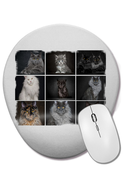 BASKI DÜNYASI Cats Collection one Mouse Pad oval cu suport pentru încheietura...