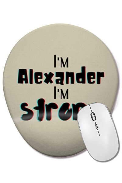 BASKI DÜNYASI Mouse Pad oval cu suport pentru încheietura mâinii, cu design personalizat cu numele Alexander, cadou pentru el