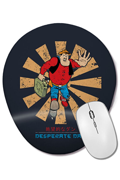 BASKI DÜNYASI Mouse Pad oval Desperate Dan Retro japonez cu suport pentru încheietura mâinii