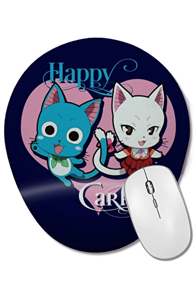 BASKI DÜNYASI Mouse Pad oval Fairy Tail Happy Carla Anime Manga cu suport pen...
