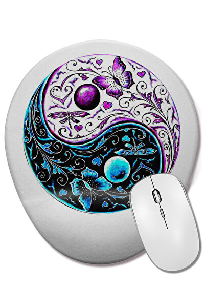 BASKI DÜNYASI Mouse Pad oval Ying Yang cu suport pentru încheietura mâinii