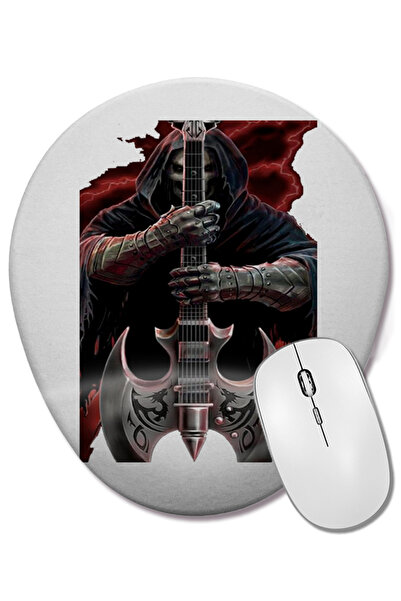 BASKI DÜNYASI Rock Roll Music Guitar 08 Mouse Pad oval cu suport pentru înche...