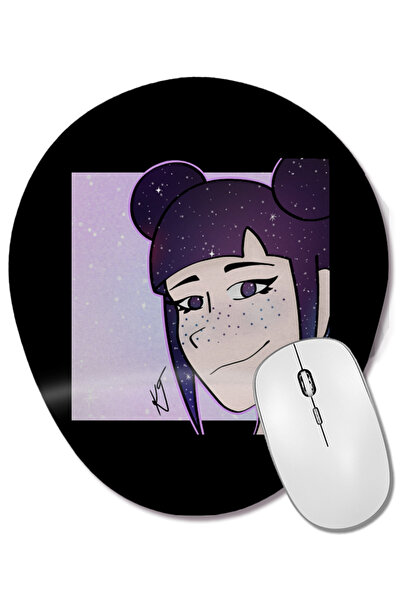 BASKI DÜNYASI Mouse Pad oval Space Buns Galaxy cu suport pentru încheietura m...