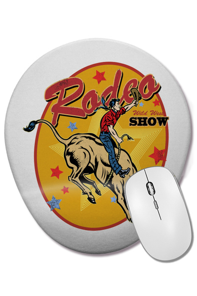 BASKI DÜNYASI Rodeo Cowboy Oval Mouse Pad with Wrist Support