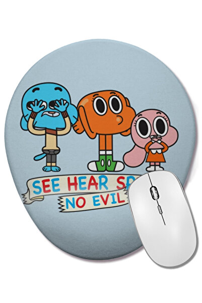 BASKI DÜNYASI Gumball Darwin Anais No Evil Mouse Pad oval cu suport pentru în...