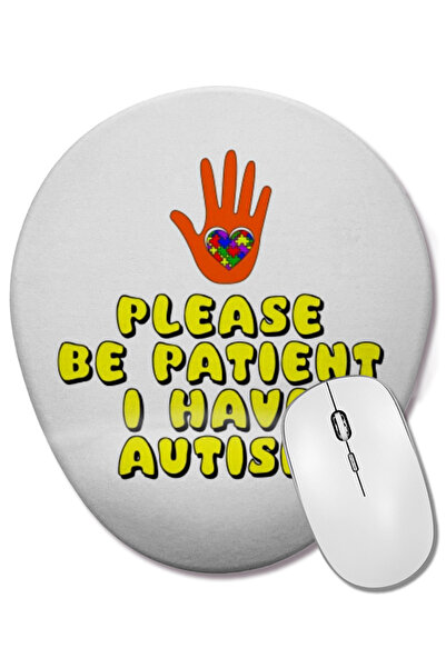 BASKI DÜNYASI Vă rugăm să fiți răbdător, am autism, alb pe negru 02 Mouse pad...