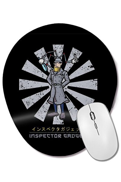 BASKI DÜNYASI Mouse Pad oval Inspector Gadgdet, în stil retro japonez, cu suport pentru încheietura mâinii