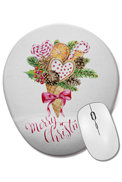 BASKI DÜNYASI Mouse Pad oval pentru Anul Nou 09, cu suport pentru încheietura...