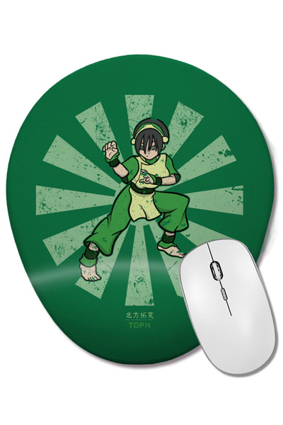 BASKI DÜNYASI Avatar The Last Airbender Toph Retro Japanese Avatar Bilek Destekli Oval Mouse Pad