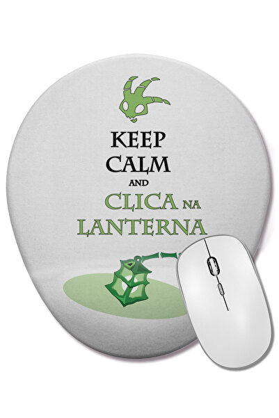 BASKI DÜNYASI Keep Calm Clica Na Lanterna Mouse Pad oval cu suport pentru încheietura mâinii