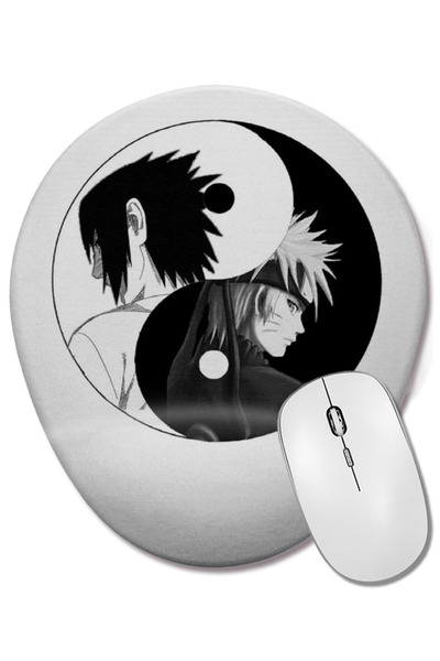BASKI DÜNYASI Mouse Pad oval Naruto E Sasuke cu suport pentru încheietura mâinii