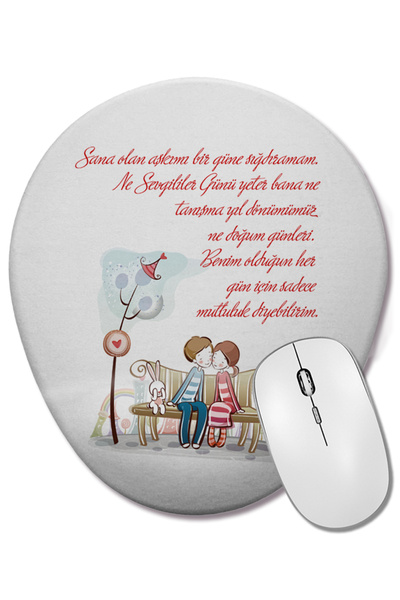 BASKI DÜNYASI Cadou pentru Ziua Îndrăgostiților 0265 Mouse Pad oval cu suport...