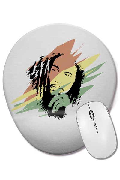 BASKI DÜNYASI Bob Marley 02 Mouse Pad oval cu suport pentru încheietura mâinii