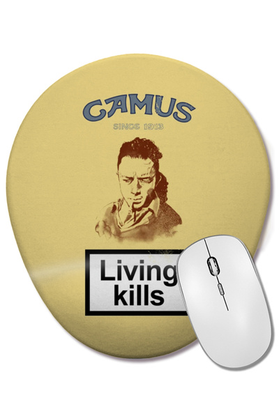 BASKI DÜNYASI Albert Camus Tasse Mouse Pad oval cu suport pentru încheietura ...