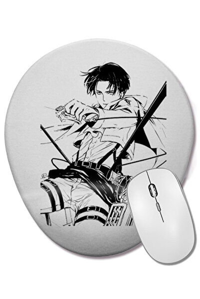 BASKI DÜNYASI Levi Ackerman Captain Levi Mouse Pad oval cu suport pentru înch...