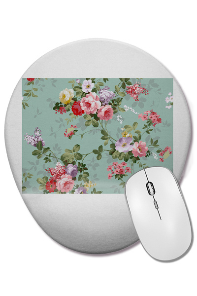 BASKI DÜNYASI Οβάλ ποντίκι με μοτίβο λουλουδιών με στήριγμα καρπού