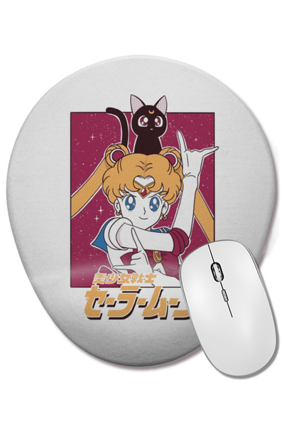 BASKI DÜNYASI Sailor Moon 01 Mouse Pad oval cu suport pentru încheietura mâinii