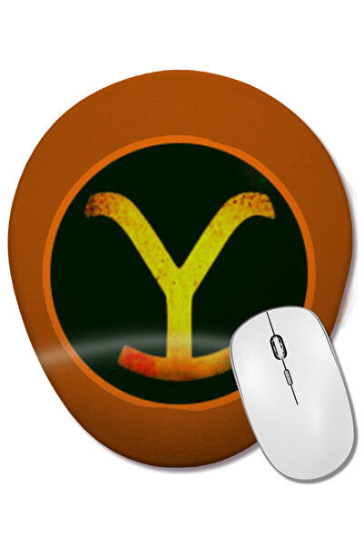 BASKI DÜNYASI Yellowstone Logo GIFT Οβάλ ποντίκι με υποστήριξη καρπού