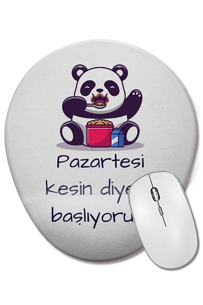 BASKI DÜNYASI Monday I Start the Diet for Sure Oval Mouse Pad with Wrist Support
