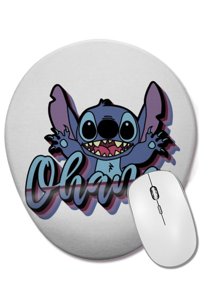 BASKI DÜNYASI Mouse Pad oval Ohana Vibes Stitch cu suport pentru încheietura ...