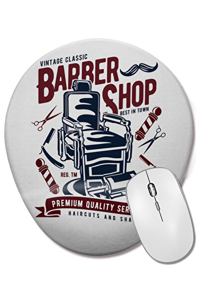 BASKI DÜNYASI Винтидж класически фризьорски салон Bilek Destekli Oval Mouse Pad
