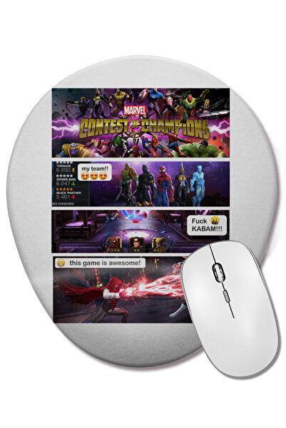 BASKI DÜNYASI Marvel Contest Of Champions RoXx INK Mouse Pad oval cu suport pentru încheietura mâinii
