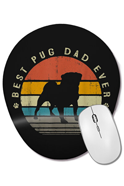 BASKI DÜNYASI Cel mai bun tată pug din toate timpurile, cadouri vintage amuzante cu câini pug, mouse pad oval cu suport pentru încheietura mâinii