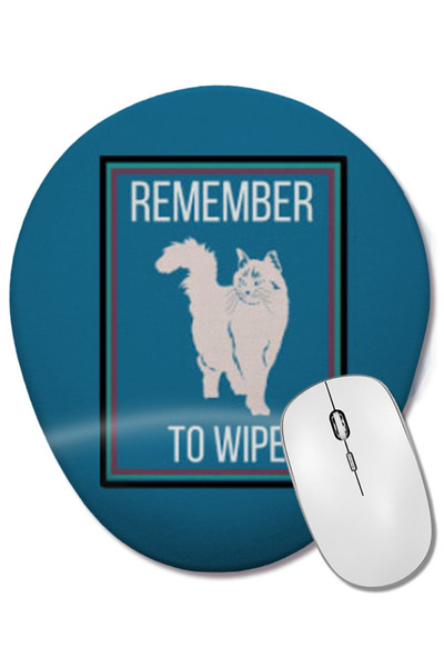 BASKI DÜNYASI REMEMBER TO WIPE CAT Mouse Pad oval cu suport pentru încheietur...