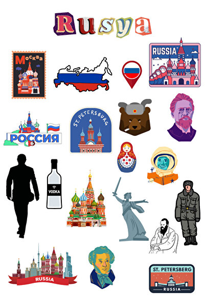 ANSHA CRAFTS Rusya Sticker Seti Bullet Journal - Ajanda - Planner - Defter- L...