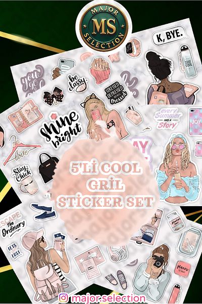 Major Selection Σετ 5 τεμαχίων Cool Gril Sticker Planner Κατάλληλο για Agenda Bullet Journal