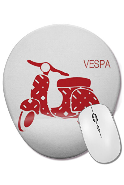 BASKI DÜNYASI Mouse Pad oval Vespa roșu cu suport pentru încheietura mâinii
