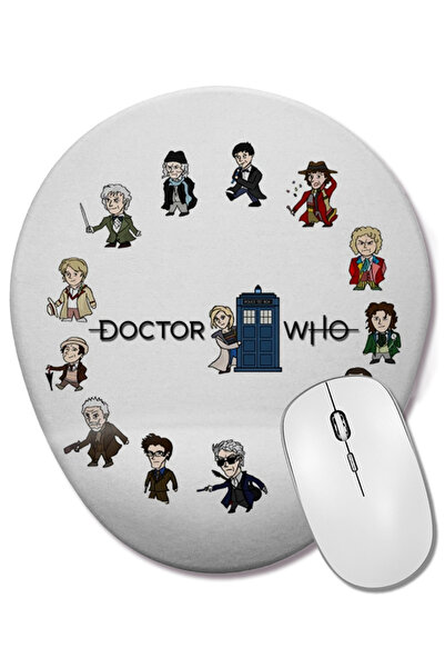 BASKI DÜNYASI Mouse Pad oval Doctor Who The Fourteen Doctors cu suport pentru...