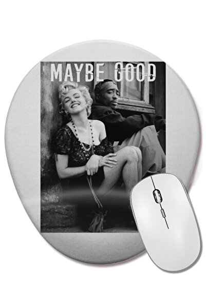 BASKI DÜNYASI Mouse Pad oval Tupac Marilyn cu suport pentru încheietura mâinii