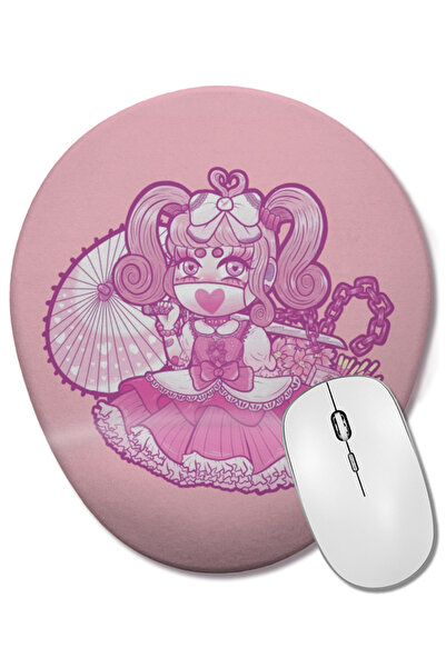 BASKI DÜNYASI Mouse Pad oval Kawaii sau Gansta, simplu, cu suport pentru încheietura mâinii