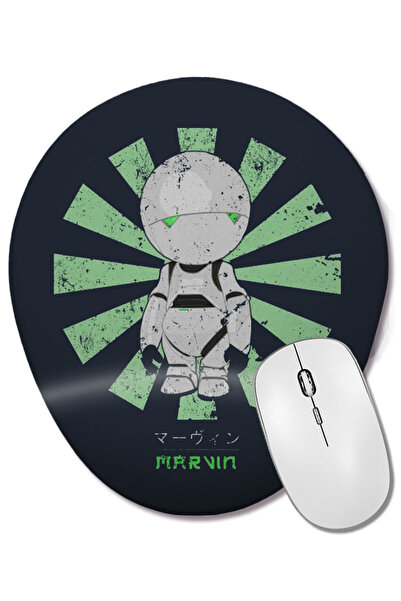BASKI DÜNYASI Mouse Pad oval Marvin Paranoid Android Retro japonez cu suport pentru încheietura mâinii