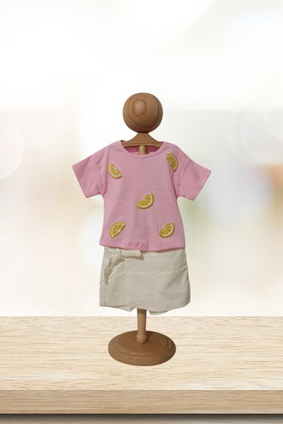 Baby s Breath Flower Baby Girl Summer Clothes Lemon Short Sleeve T-Shirt Shorts Bottom Top 2-Piece Set, Baby Girl Shorts Skirt Set