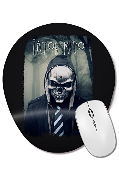 BASKI DÜNYASI Mouse Pad oval Fator Medo Modelo Dark Sighting cu suport pentru încheietura mâinii