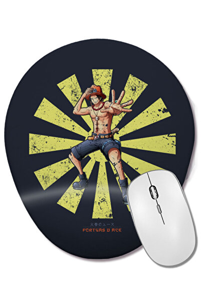 BASKI DÜNYASI Mouse Pad oval retro japonez One Piece Portgas D Ace cu suport pentru încheietura mâinii