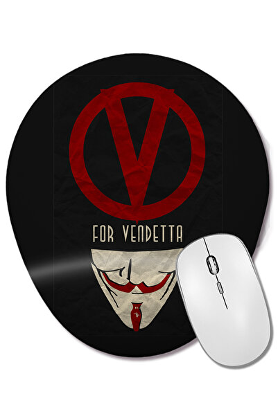 BASKI DÜNYASI Mouse Pad oval cu suport pentru încheietura mâinii, afișul V pentru Vendetta