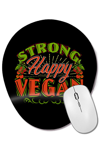 BASKI DÜNYASI Strong Happy Vegan Vegetarian Based Diet Lifestyle Mouse Pad oval cu suport pentru încheietura mâinii