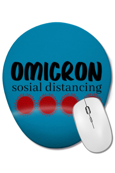 BASKI DÜNYASI Omicron Social Distancing Covid Coronavirus 2022 Mouse Pad oval cu suport pentru încheietura mâinii