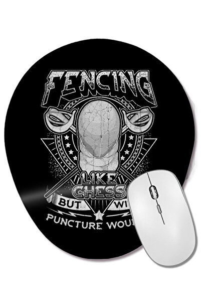 BASKI DÜNYASI Schiță de artă marțială, așa cum șahul, dar cu răni de puncție, mouse pad oval cu suport pentru încheietura mâinii